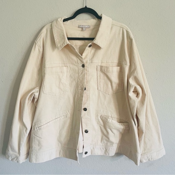 Woman Within neutral corduroy jacket sz 3X button front 4 pockets capsule piece - Picture 1 of 7